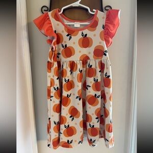 Orange Pumpkin Dress with Ruffle Sleeves